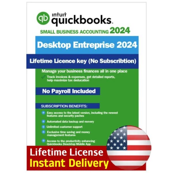QuickBooks Desktop Enterprise 2024 — Lifetime License — 5 Users — US & Canada