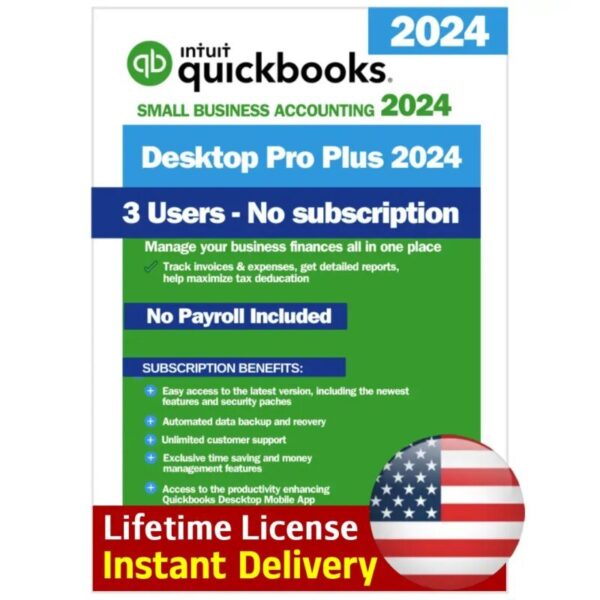 QuickBooks Desktop Pro 24 — Lifetime License Key — 3 Users — US & Canada